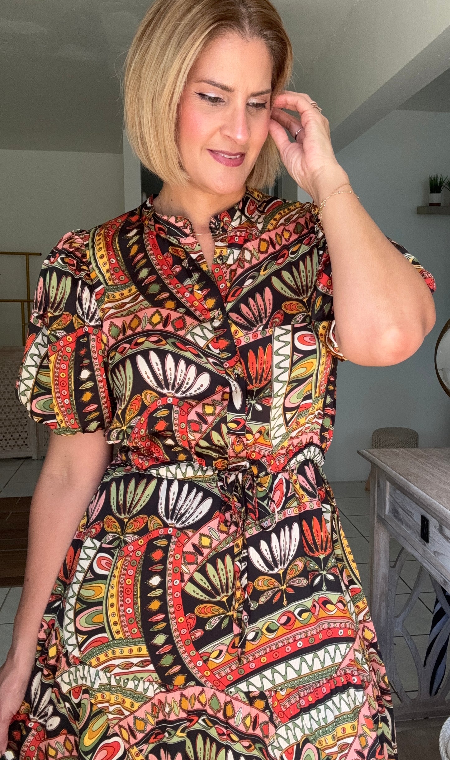 Tatiana Waist Tie Midi Dress