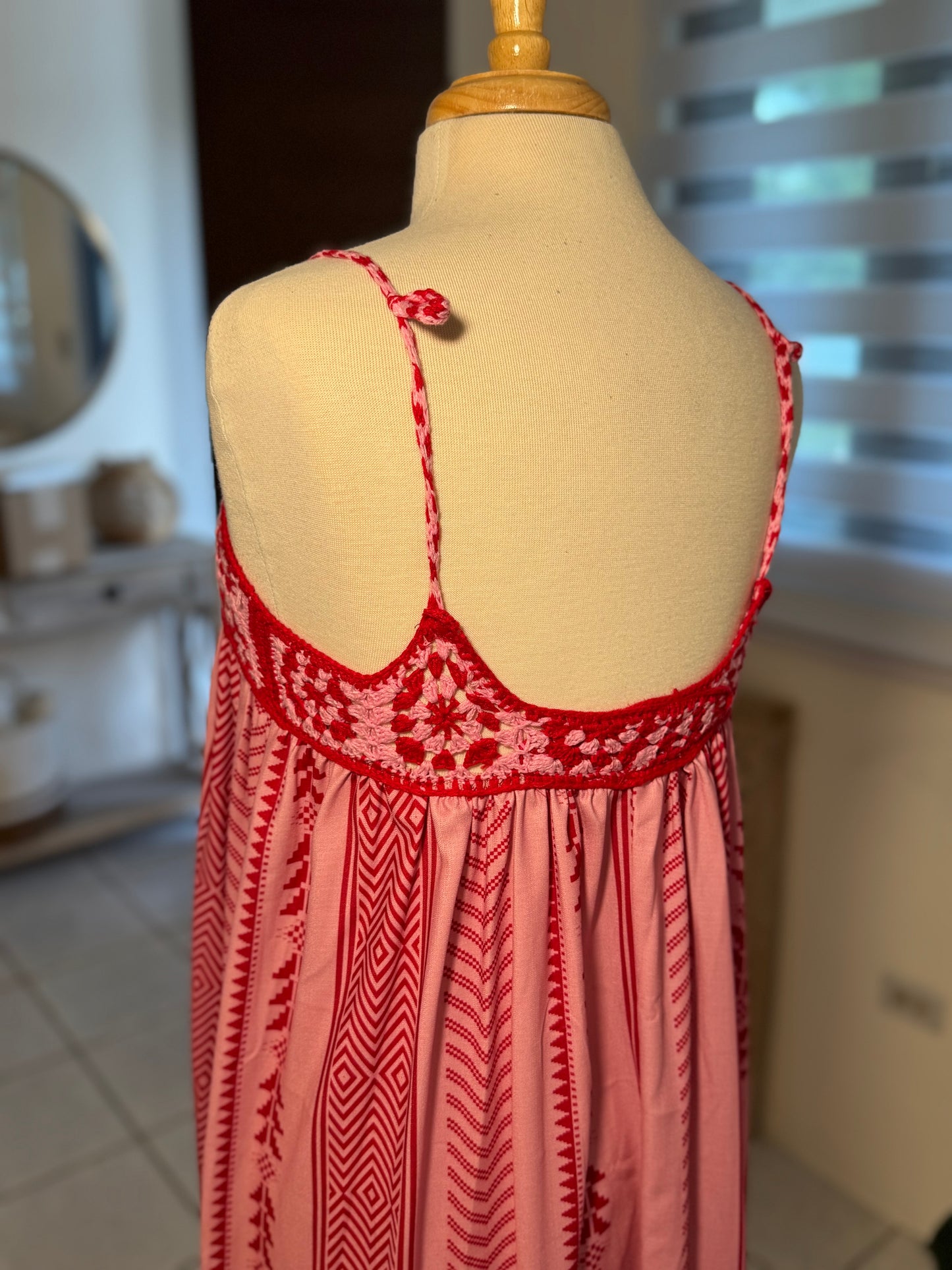 Red & Pink Maxi Dress