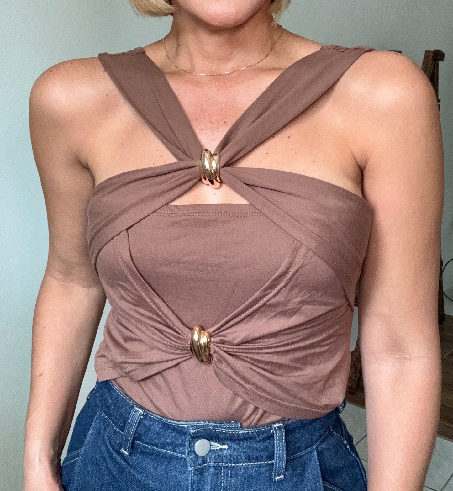 Espresso Cross Front Bodysuit