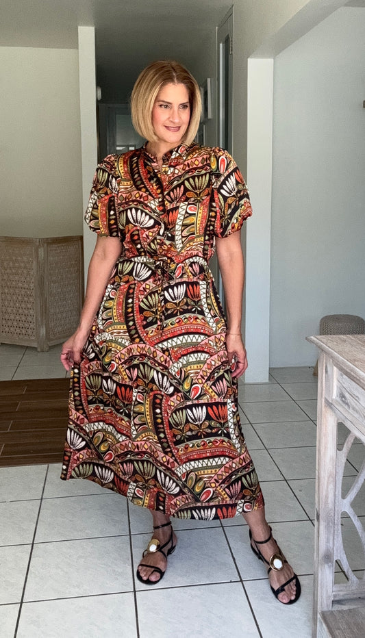 Tatiana Waist Tie Midi Dress