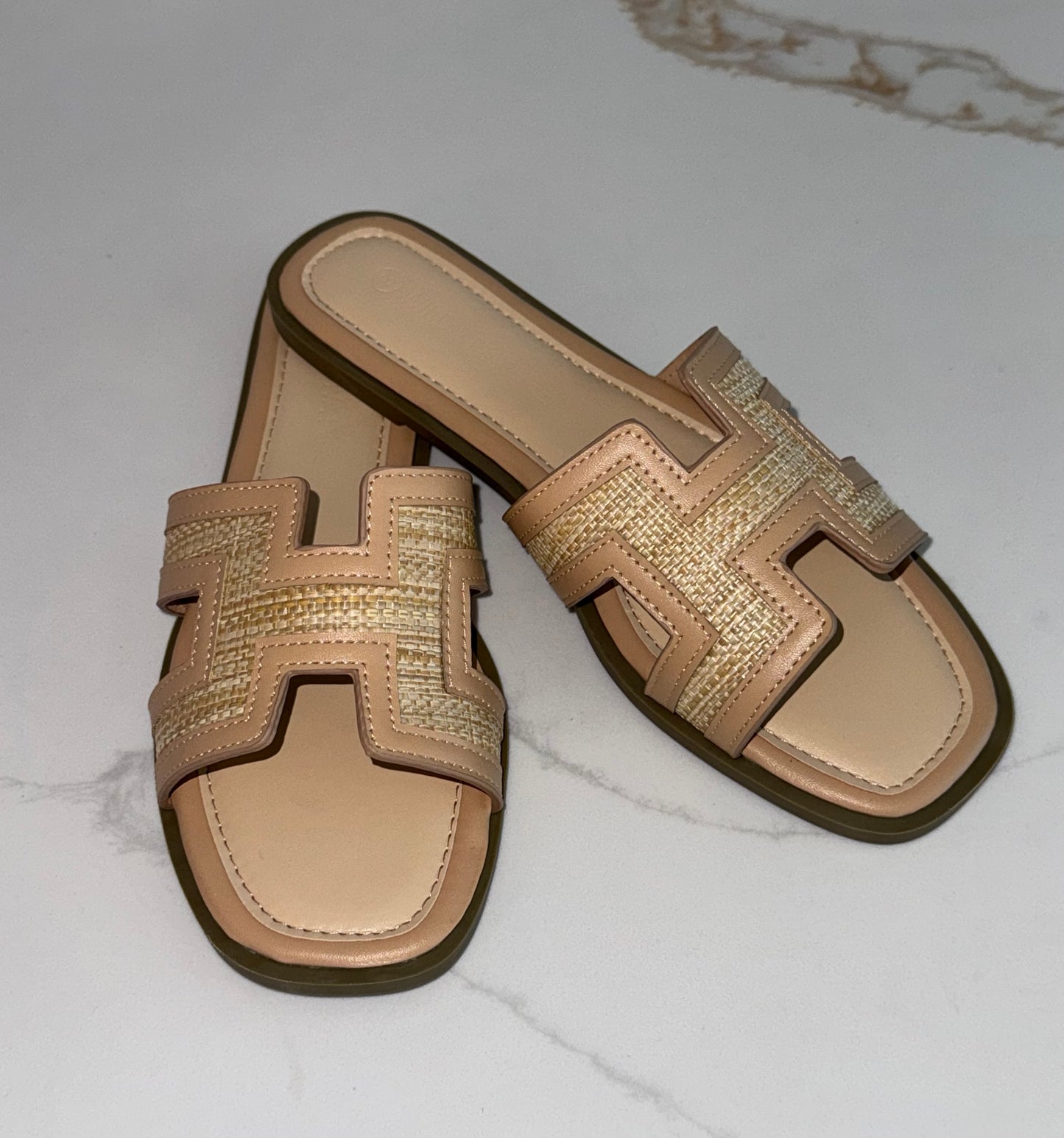 Natural Raffia Cut Out Sandals
