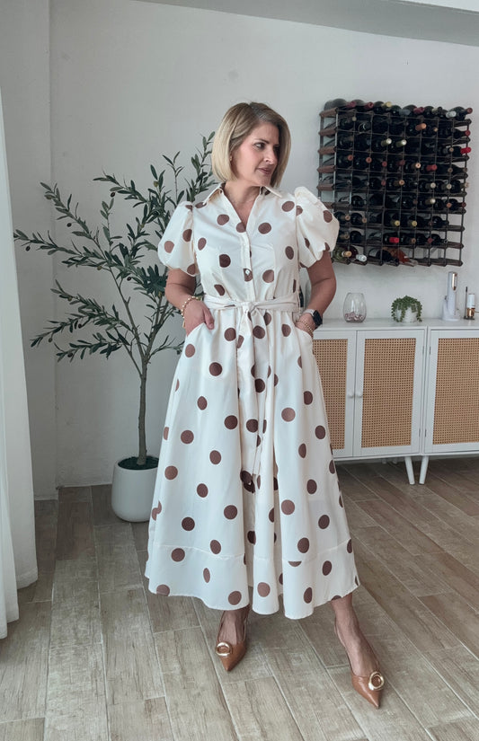Ivana Dot Elegant Maxi Dress
