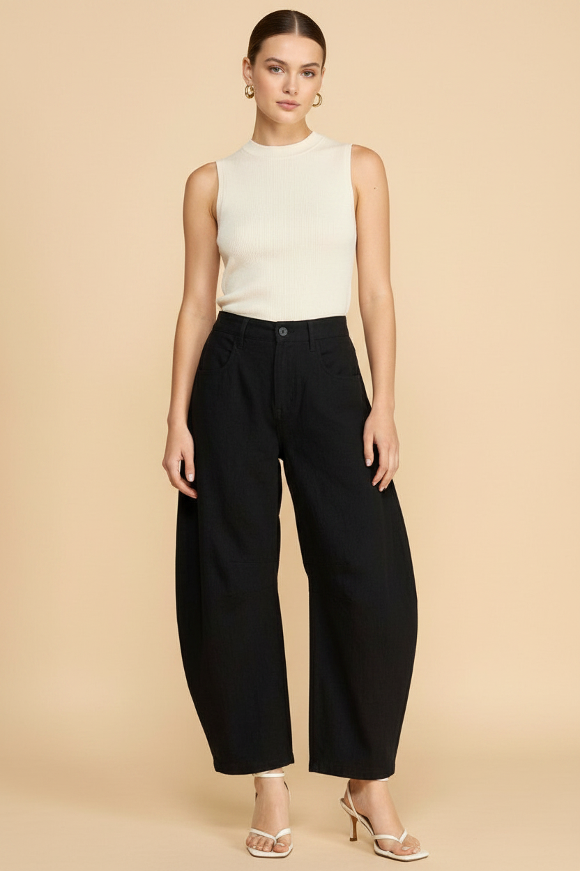 Killy & Kelly Linen Barrel Pants (Taupe or Black)