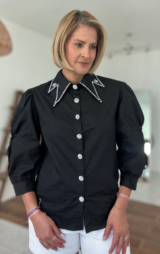 Jacky Rhinestone Detail Blouse