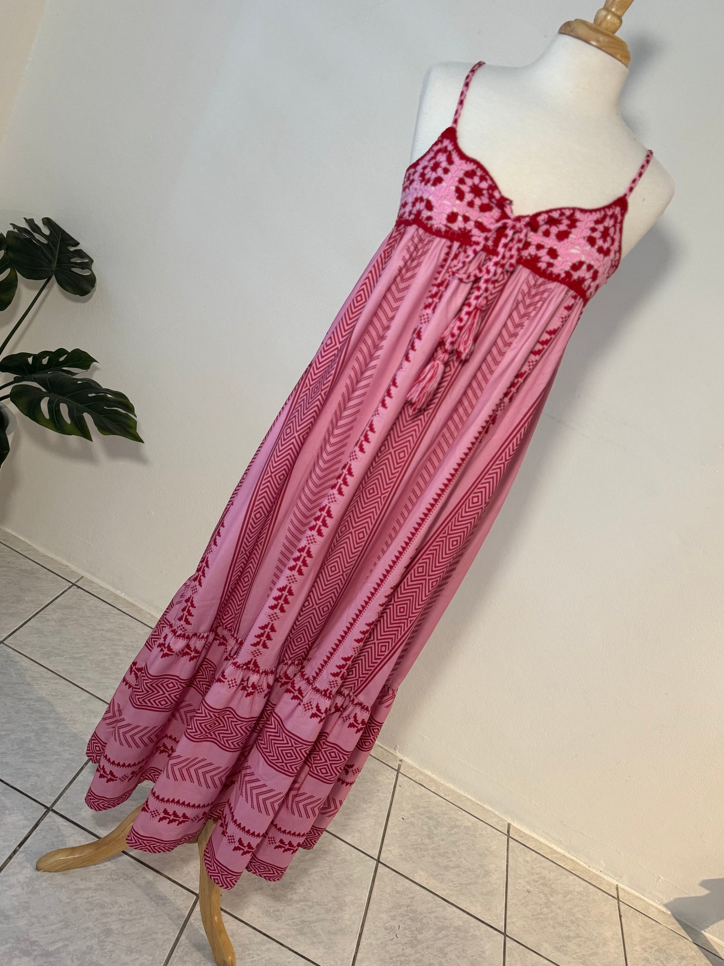 Red & Pink Maxi Dress