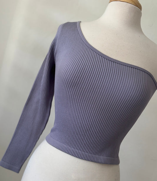 One Shoulder Ribbed Top