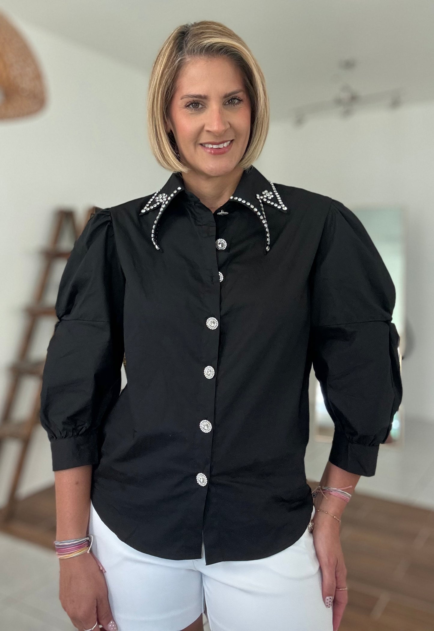 Jacky Rhinestone Detail Blouse