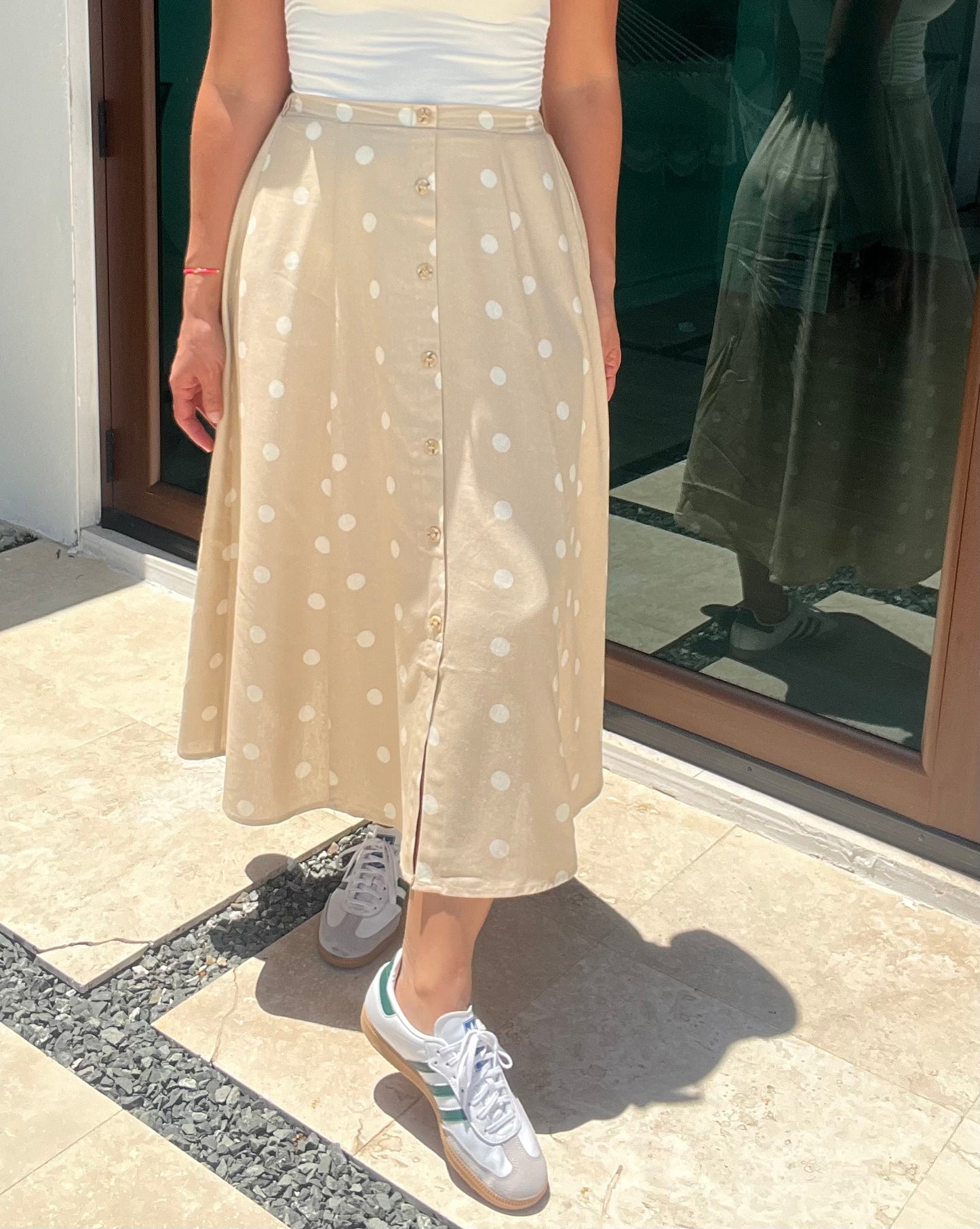 Jo Anne Polka Dot Midi Skirt