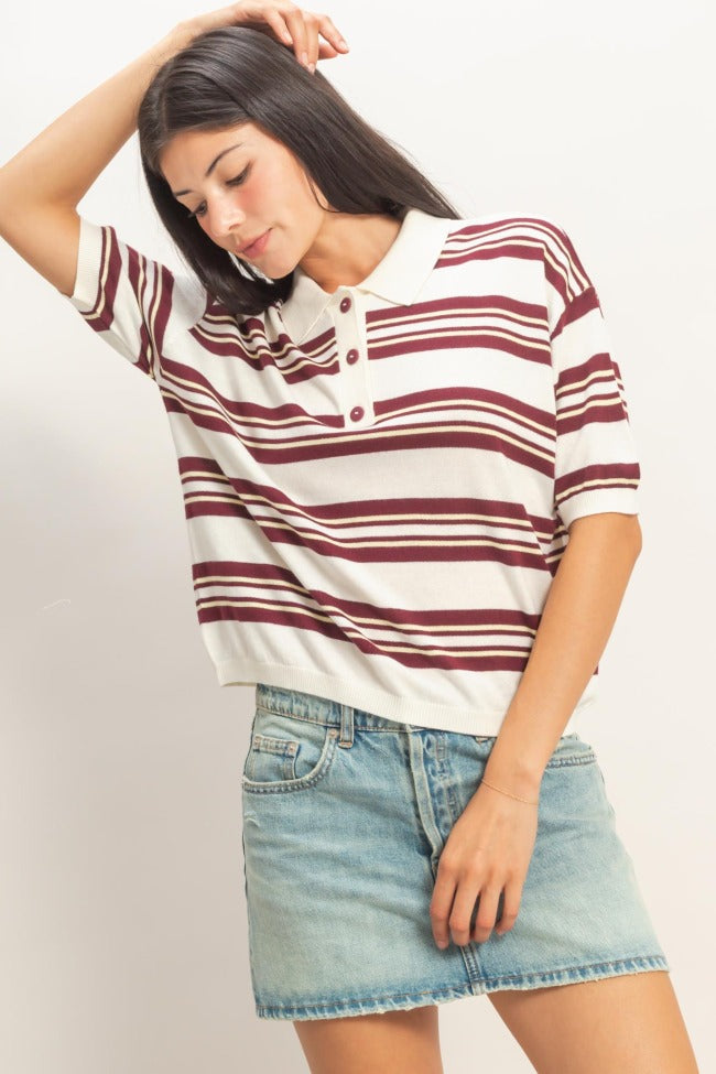 Winona Striped Boxy Polo