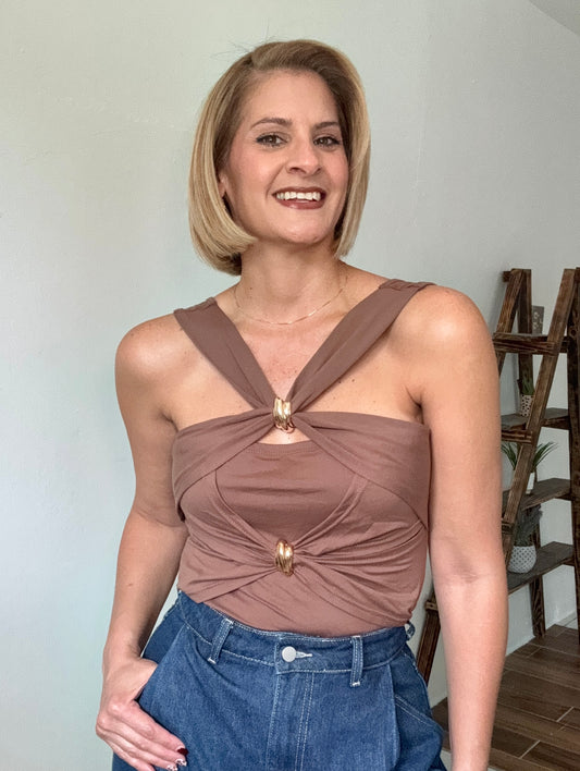 Espresso Cross Front Bodysuit