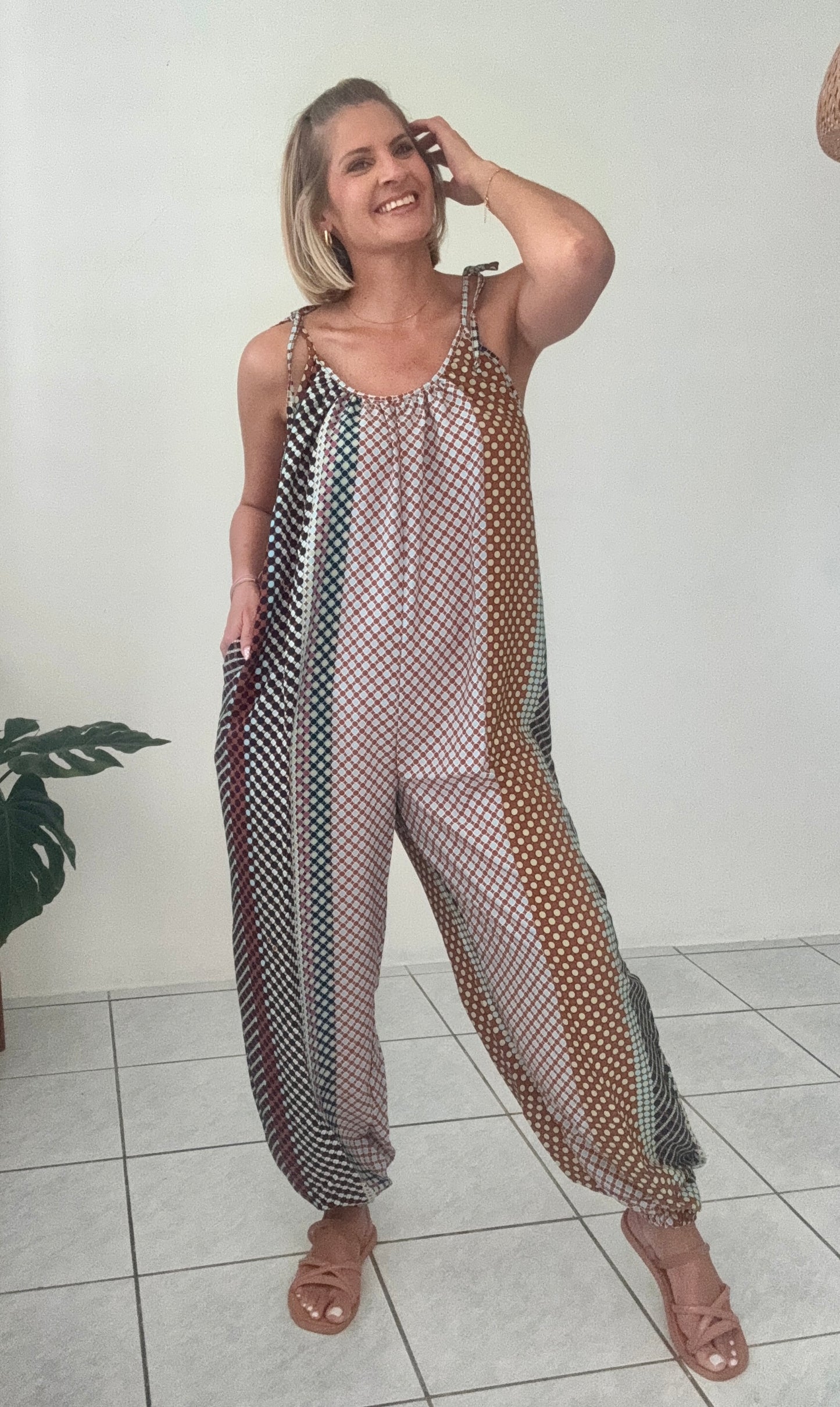 Tina Multi Figure Draped Jumpsuit