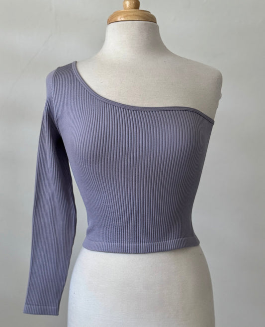 One Shoulder Ribbed Top
