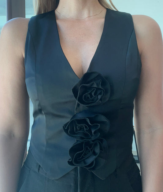 Black Rose Elegant Vest Top