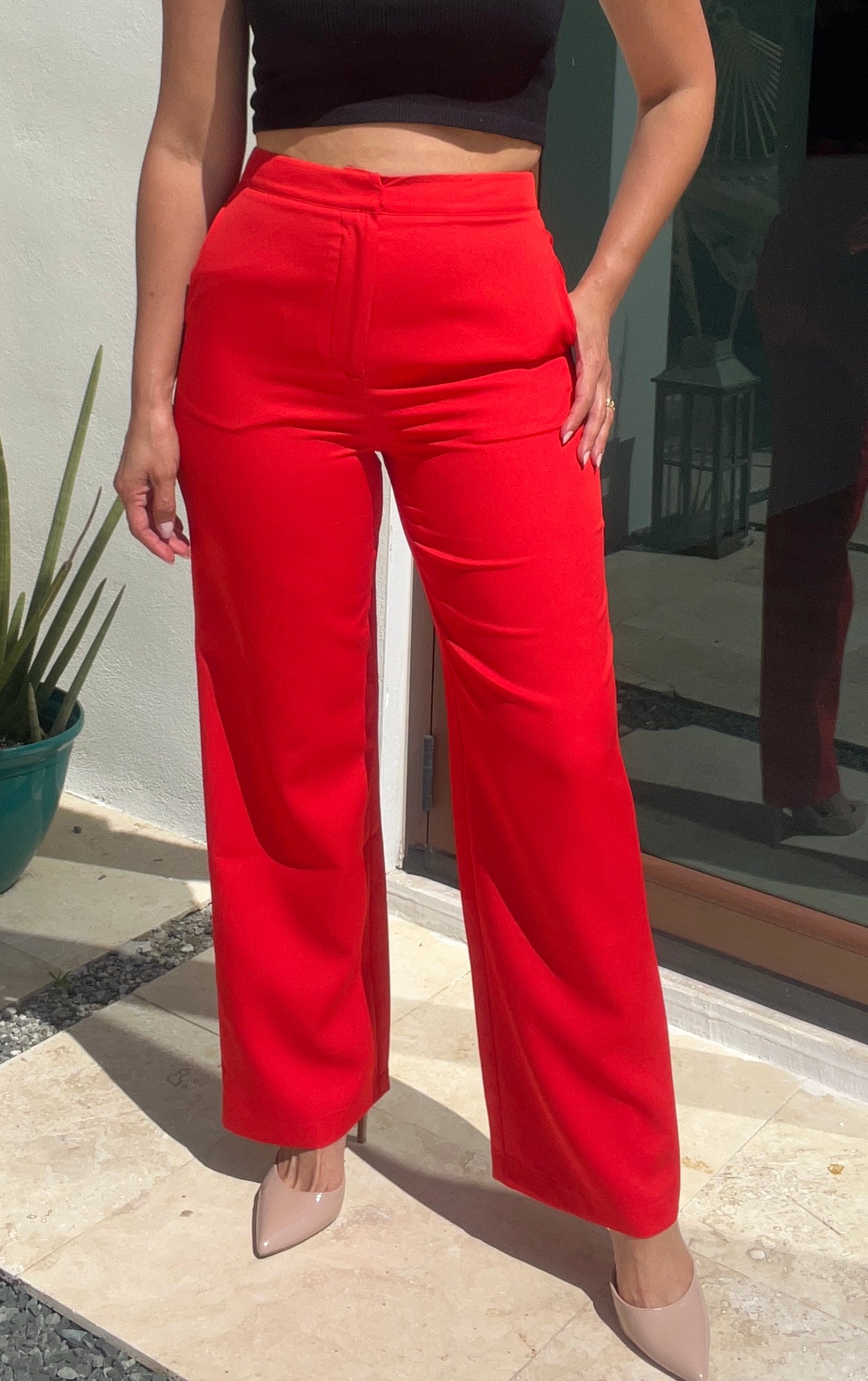 Tomato Red High Waisted Slacks