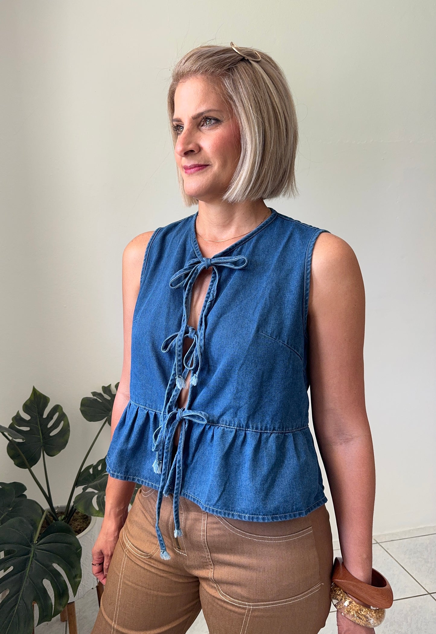 Lola Peplum Bow-Tie Top