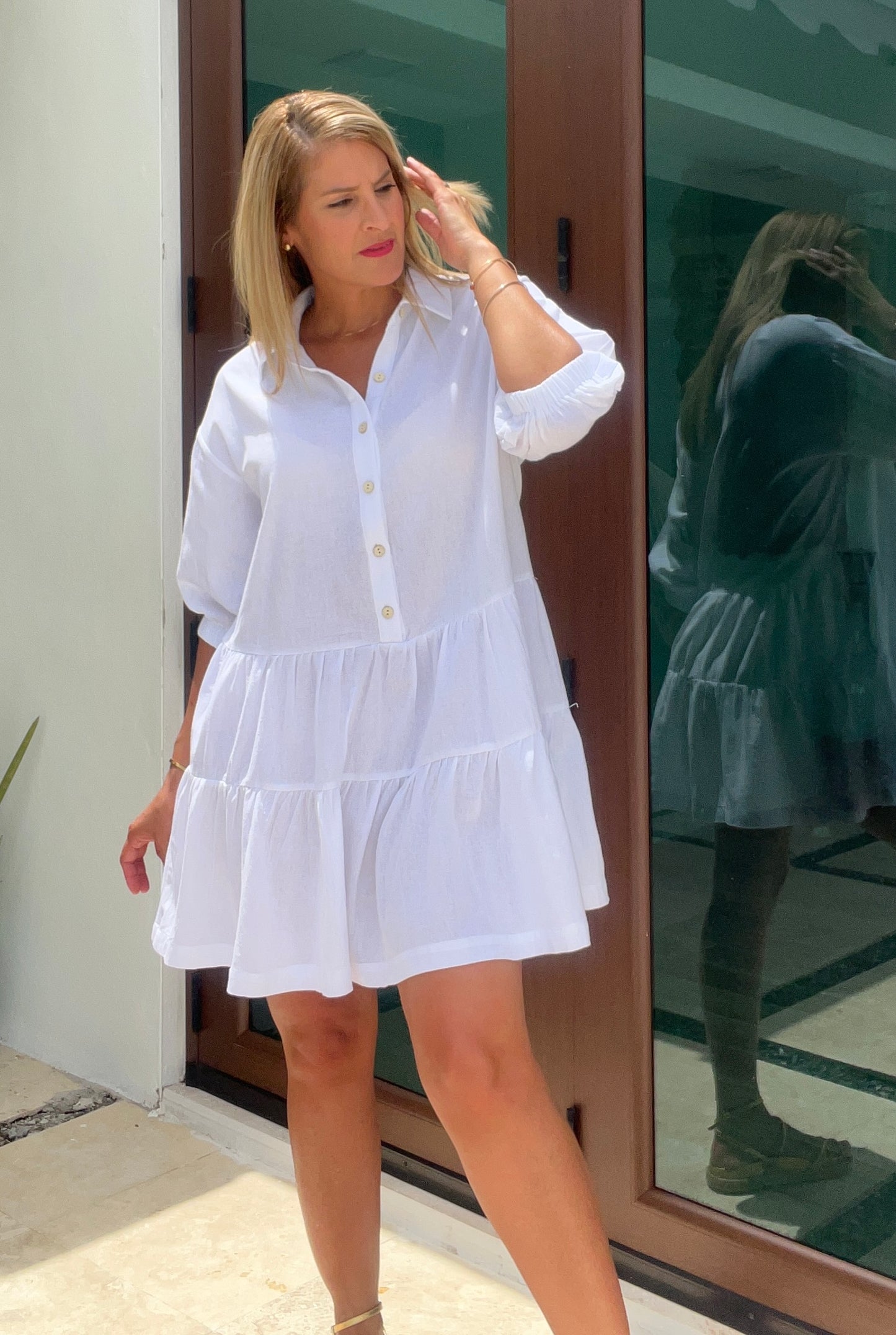 Snow Oversized Ruffled Shirt Dress