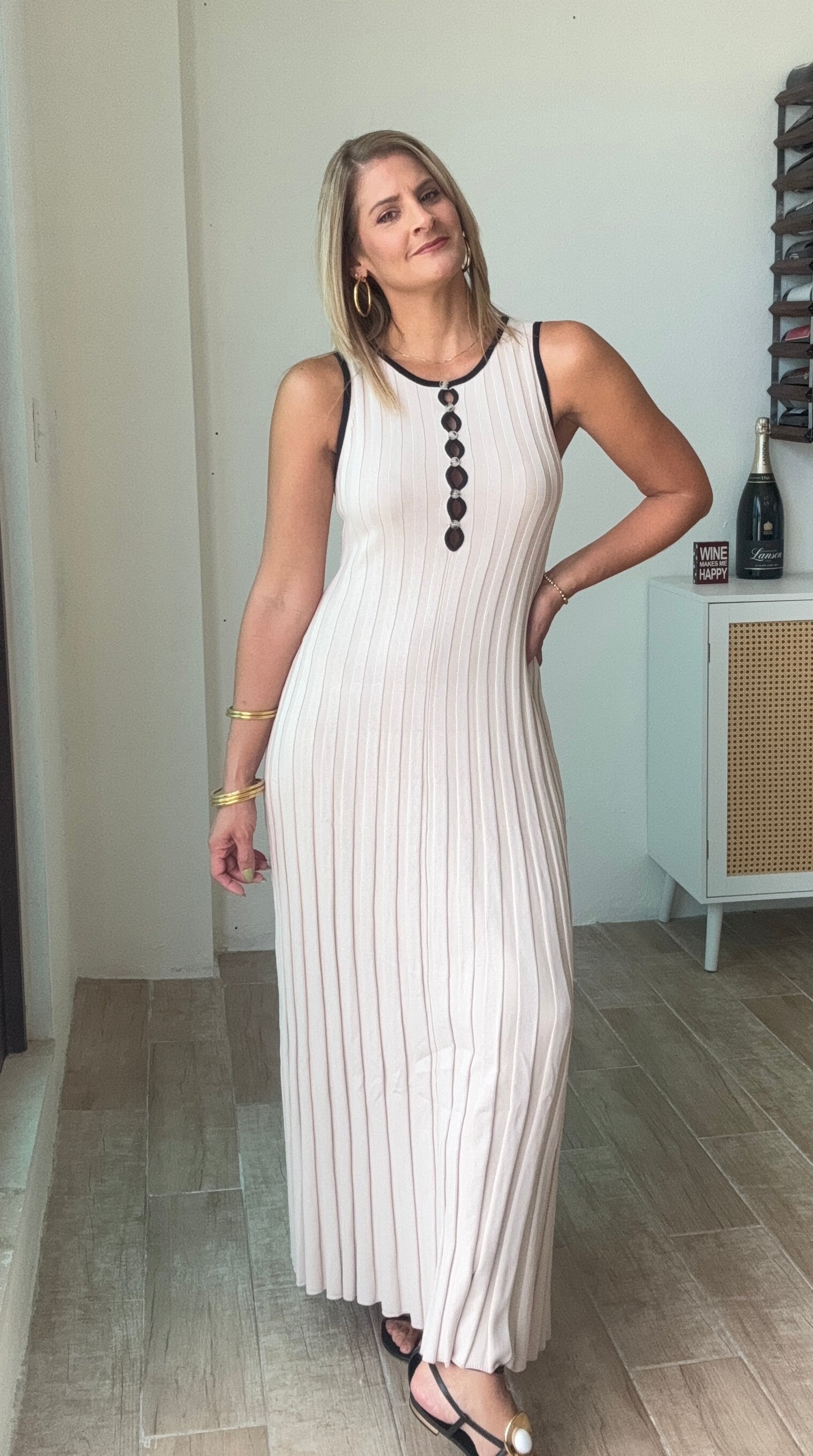 Anitta Ribbed Contrast Maxi Dress