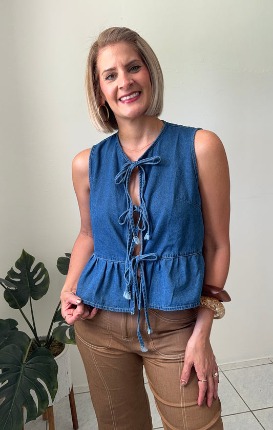 Lola Peplum Bow-Tie Top