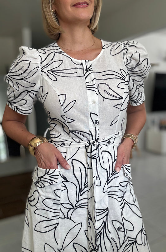 Celina Floral Embroidered Dress