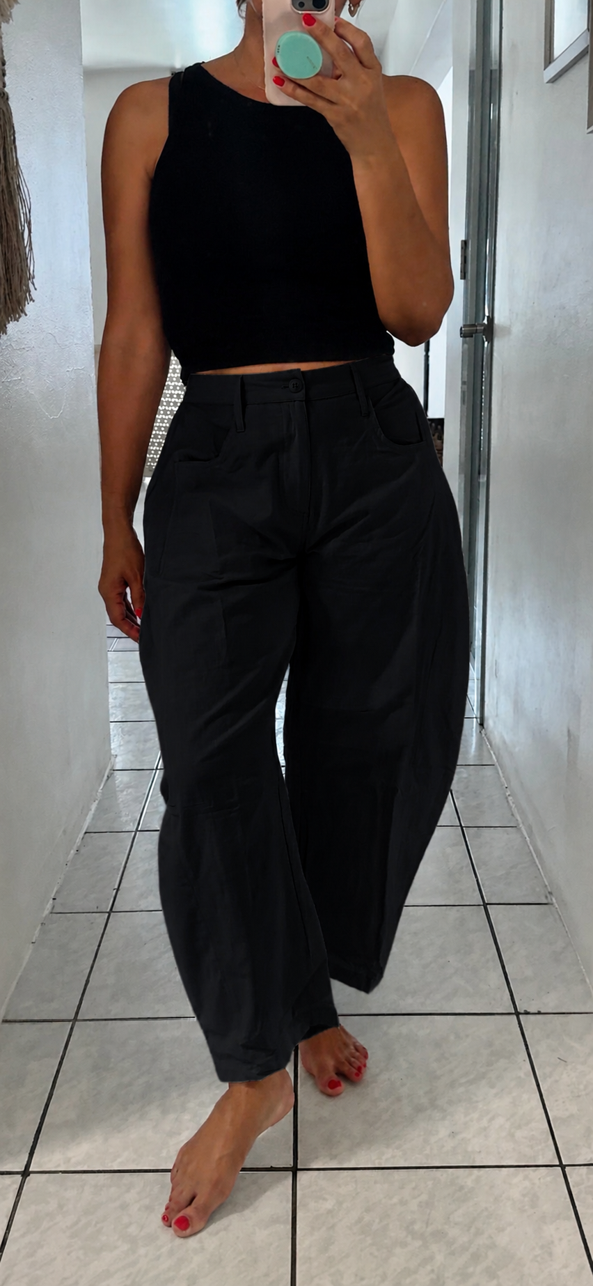 Killy & Kelly Linen Barrel Pants (Taupe or Black)