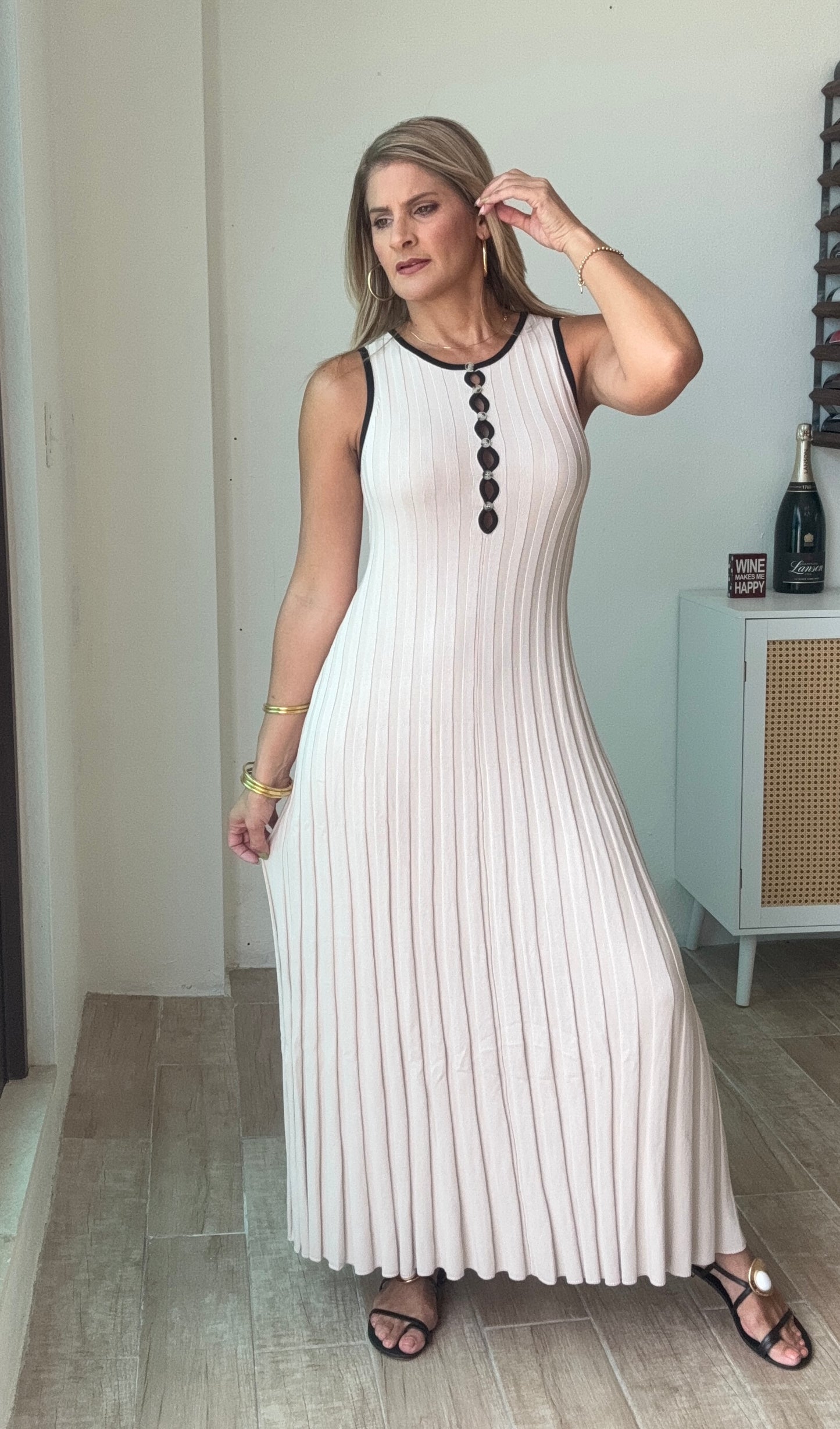 Anitta Ribbed Contrast Maxi Dress