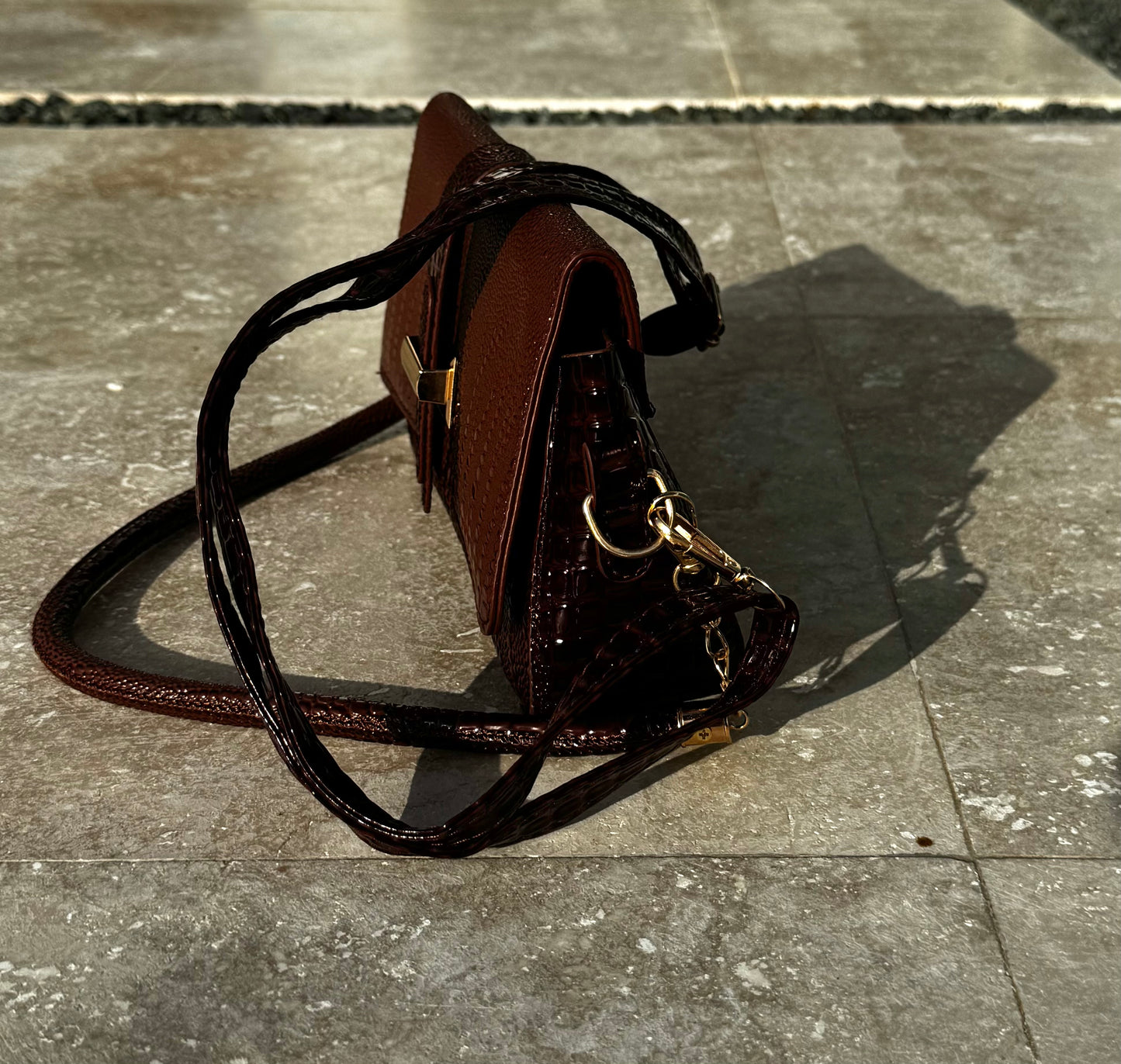 Carrie Crocodile Square Shoulder Bag