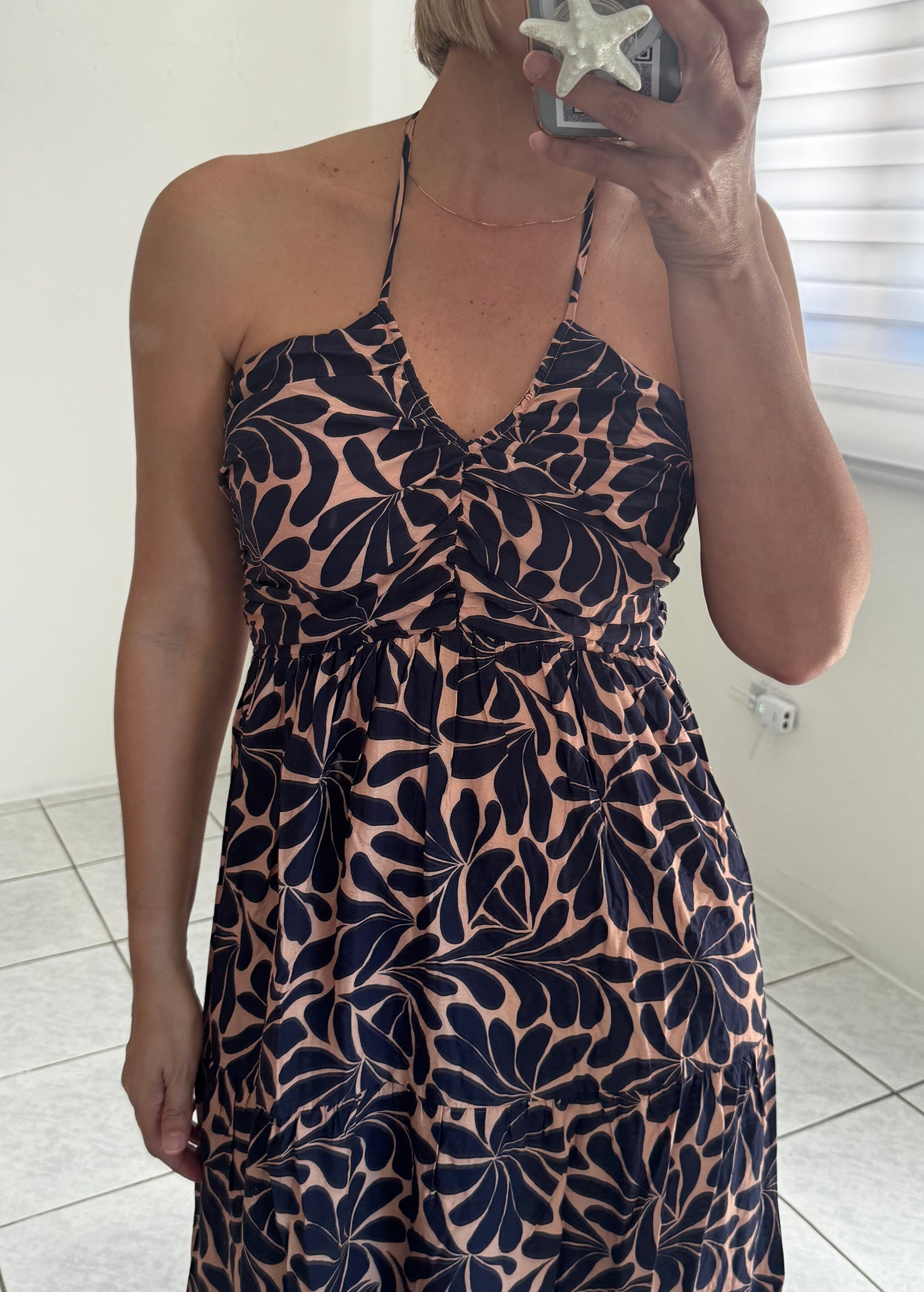 Loise Geometric Tiered Midi Dress