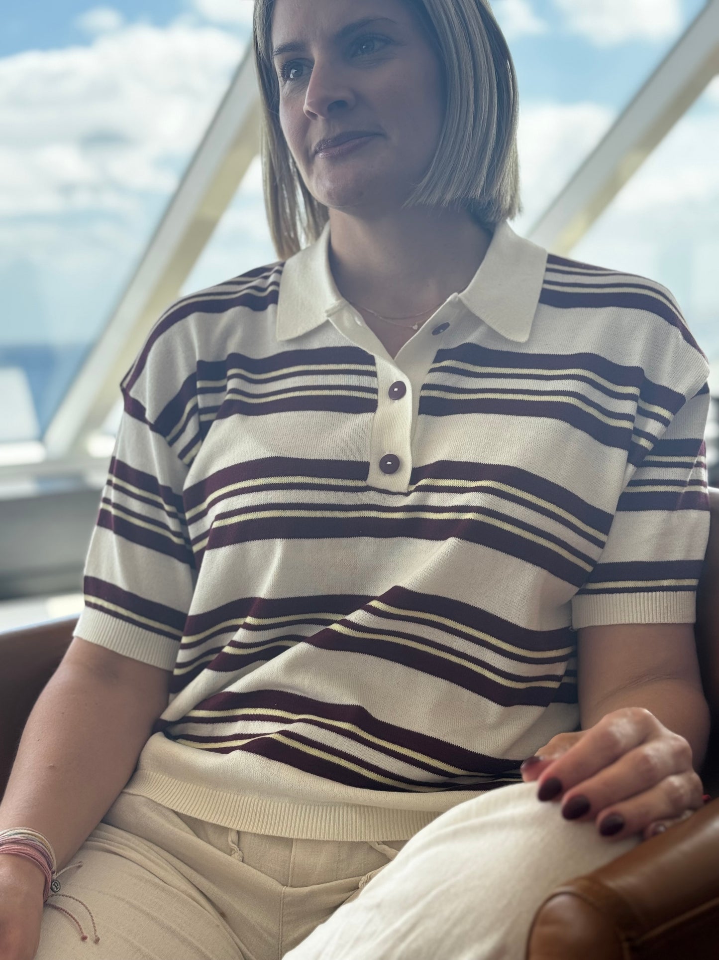 Winona Striped Boxy Polo