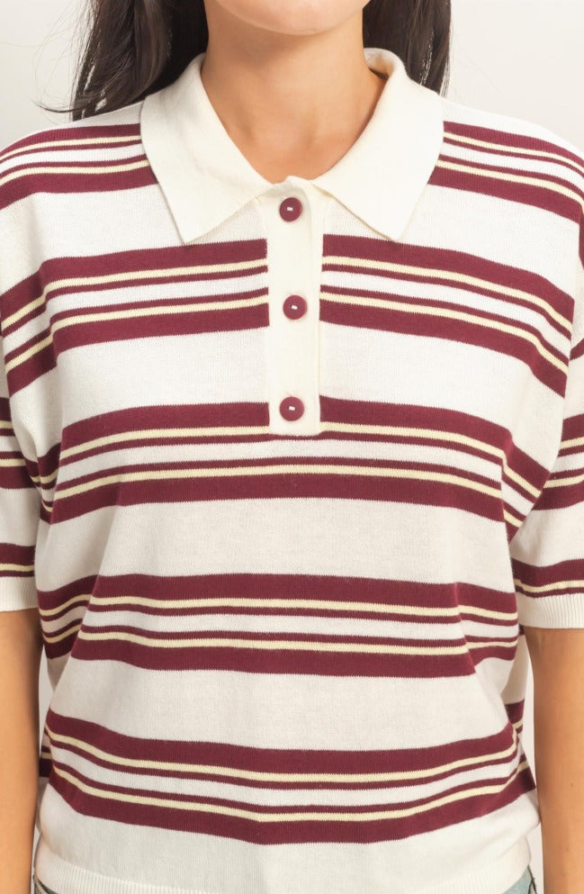 Winona Striped Boxy Polo