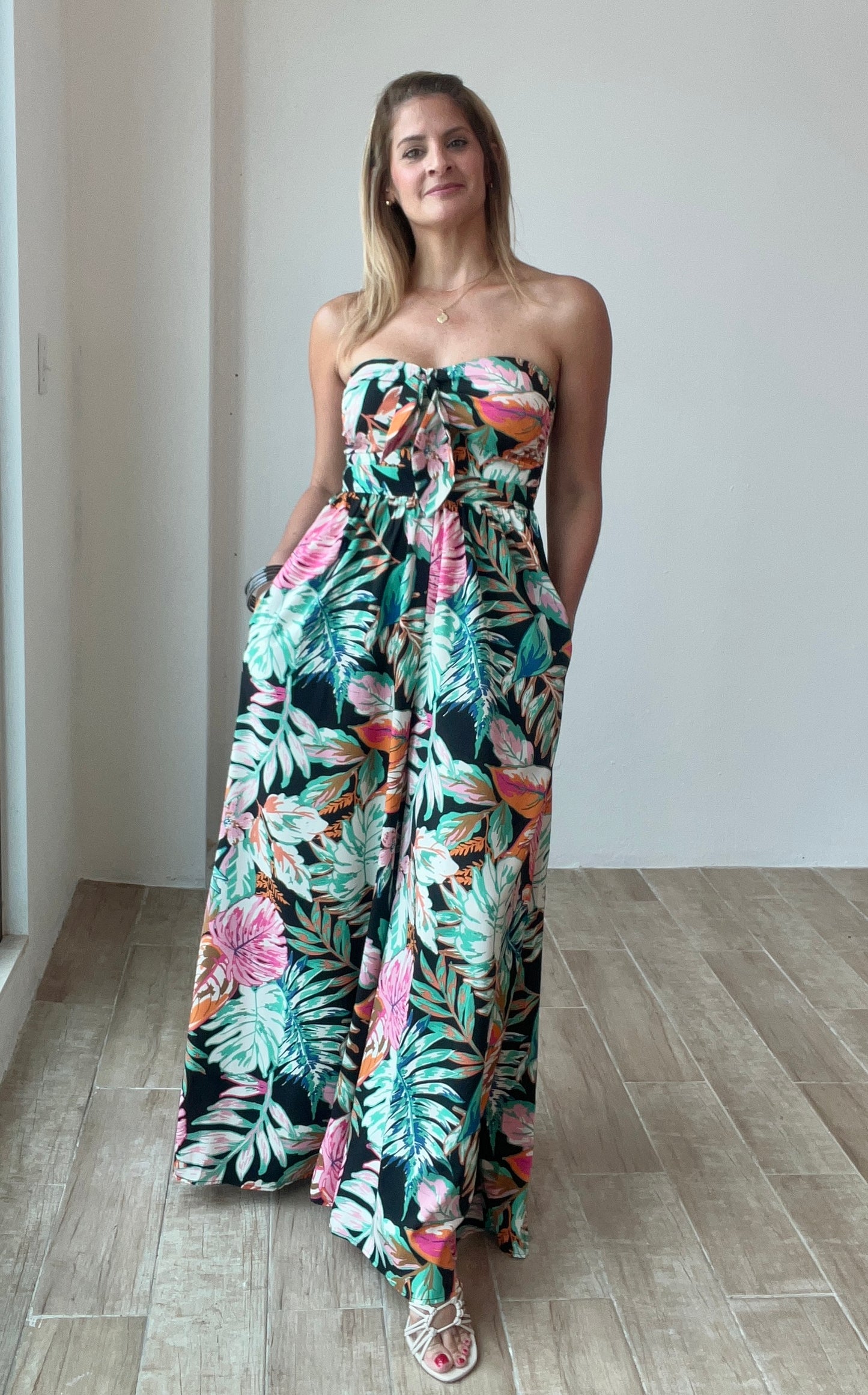 Celine’s Flowers Strapless Jumpsuit