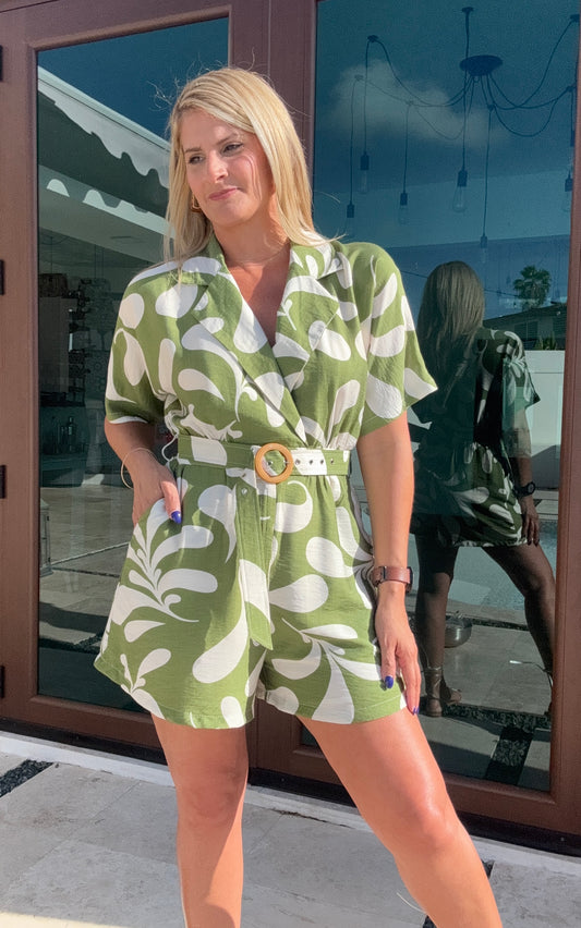 Maryam Leaf Print Romper