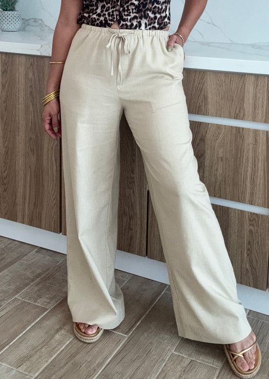 Sandra Linen High Waisted Pants