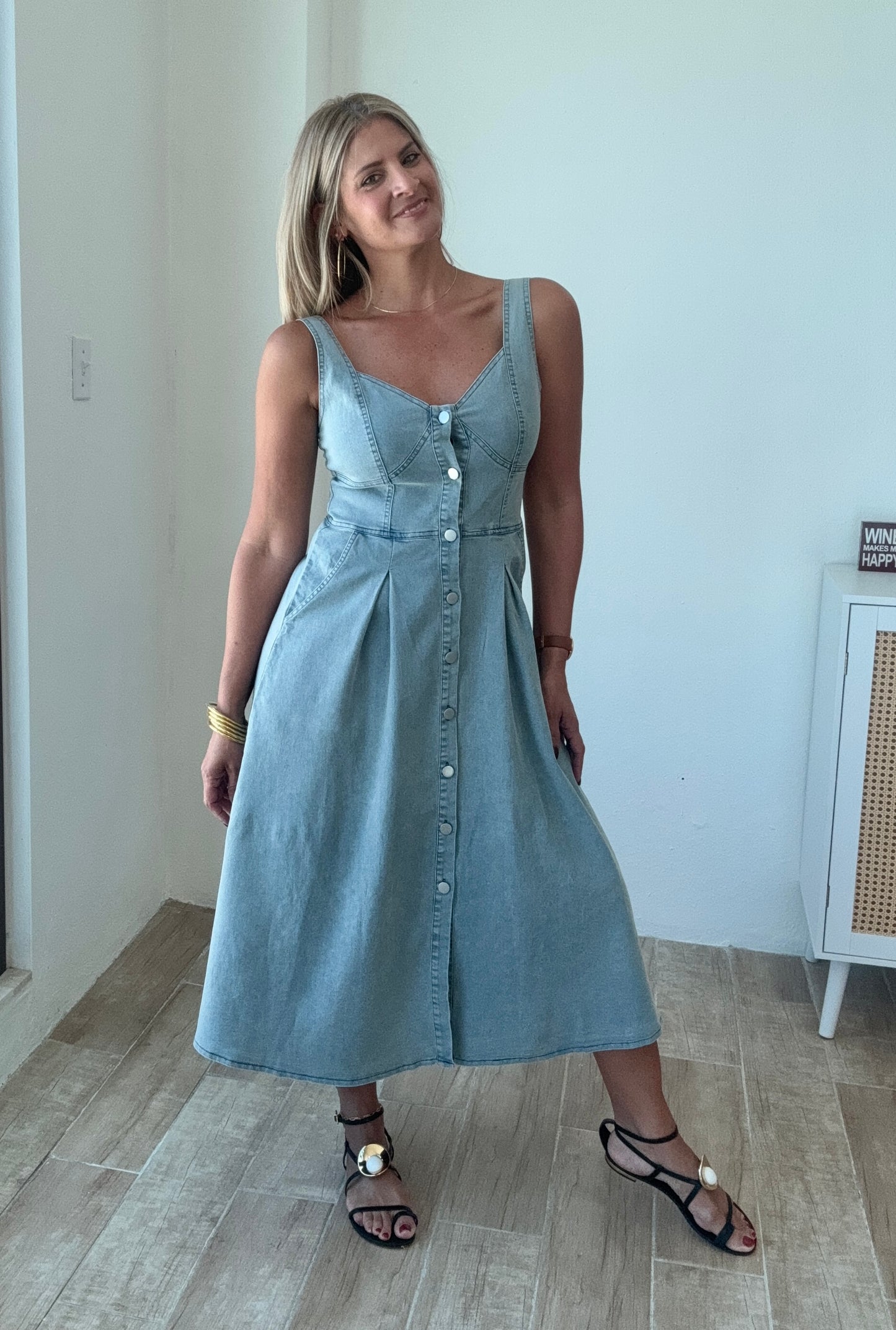 Lupita Button Down Denim Dress