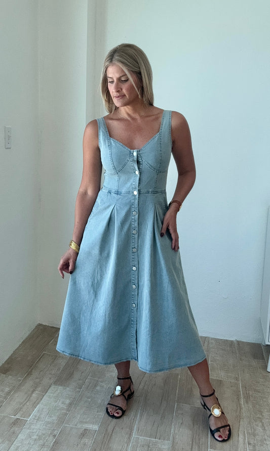 Lupita Button Down Denim Dress