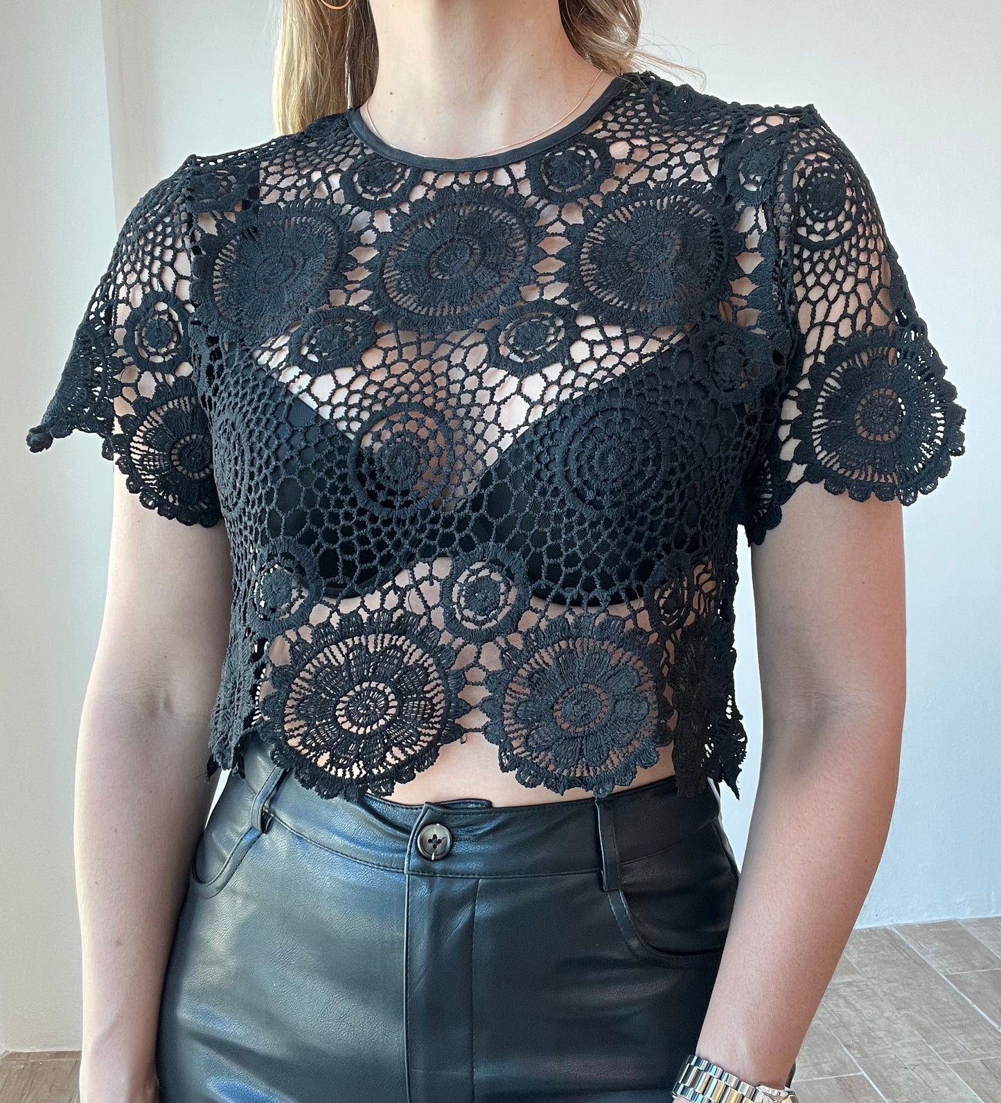 Claudia Crochet Crop Blouse