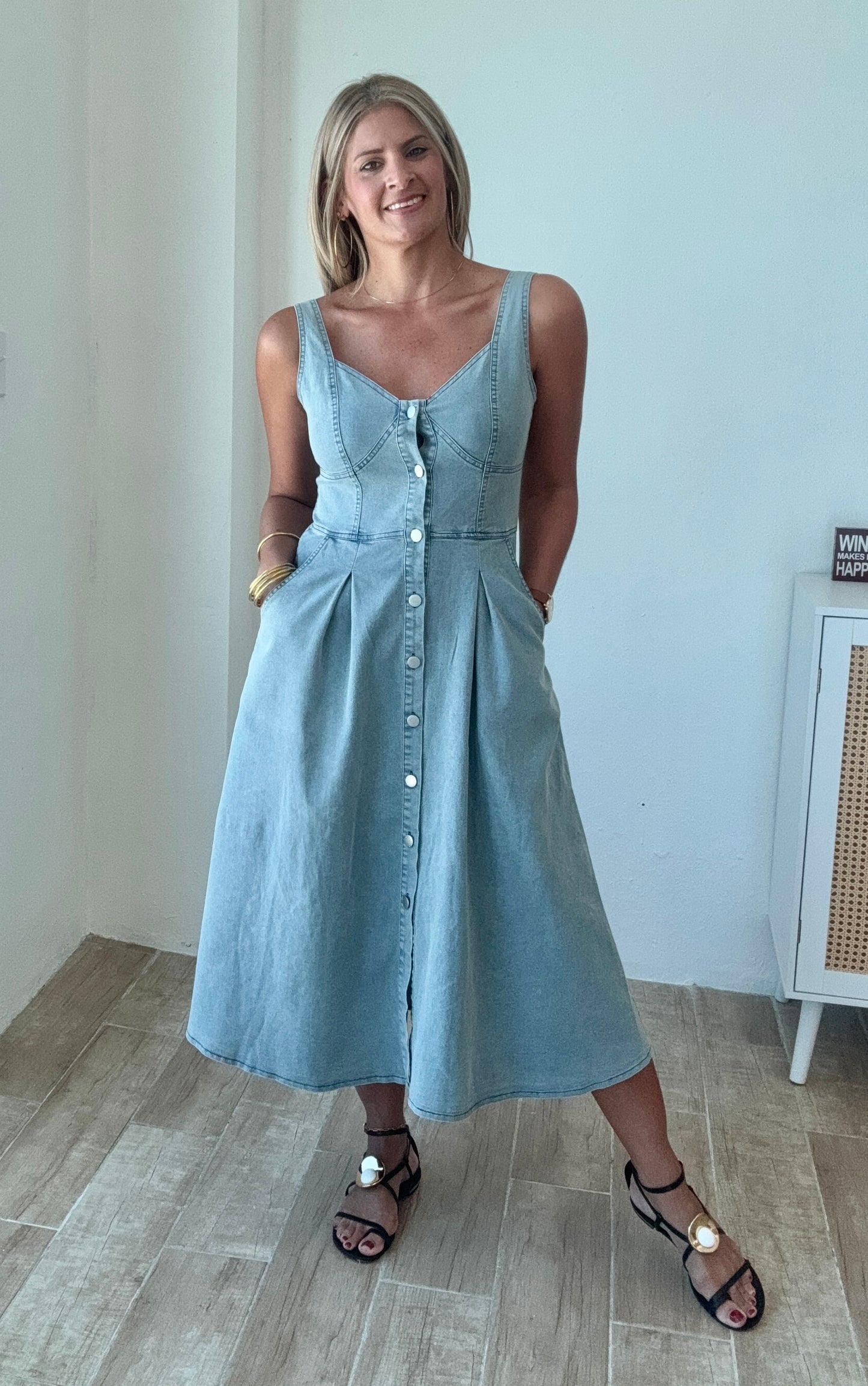 Lupita Button Down Denim Dress