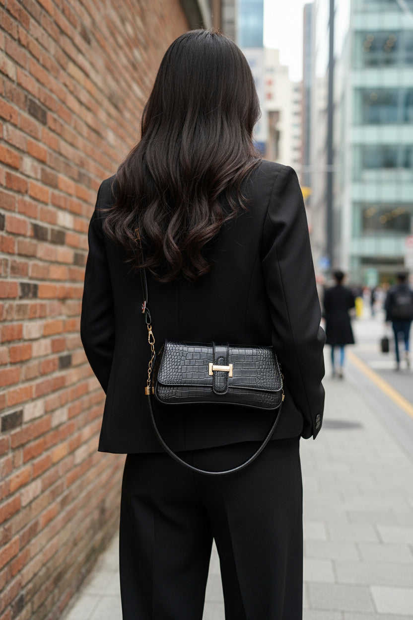 {PRE ORDER} Carrie Crocodile Square Shoulder Bag