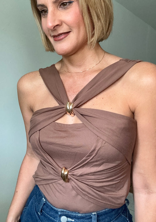 Espresso Cross Front Bodysuit