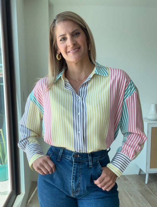 Rainbow Color Block Shirt