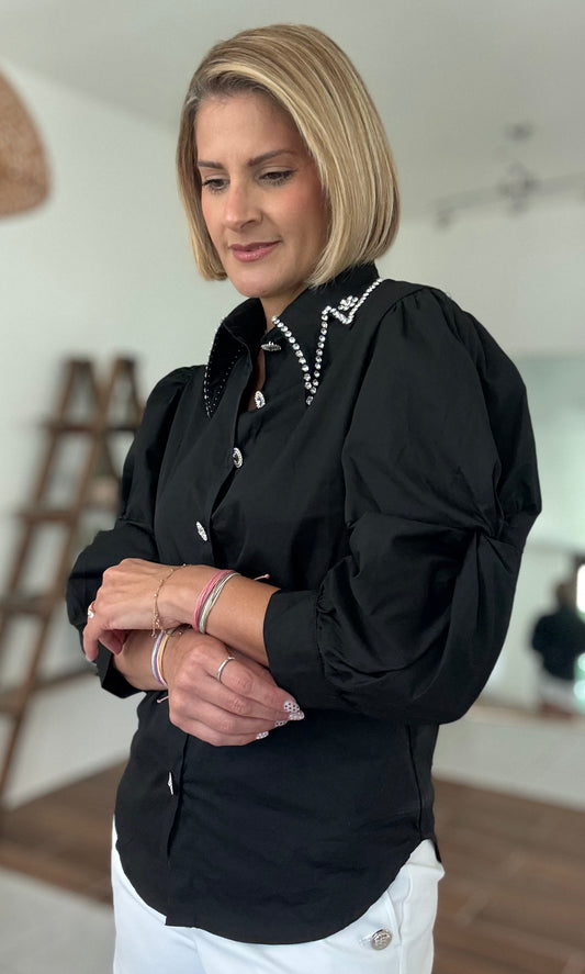 Jacky Rhinestone Detail Blouse