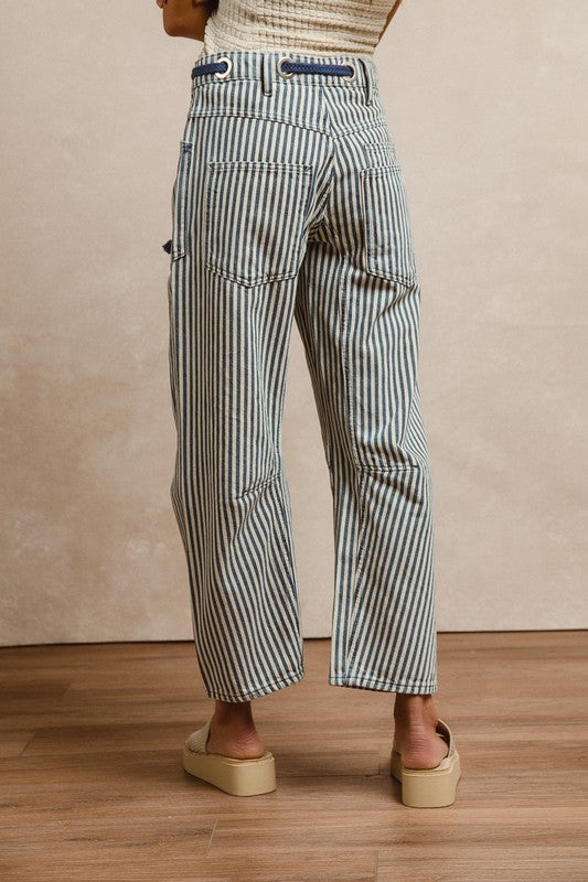 {PRE ORDER} Lyn Vintage Striped Rope String Pants