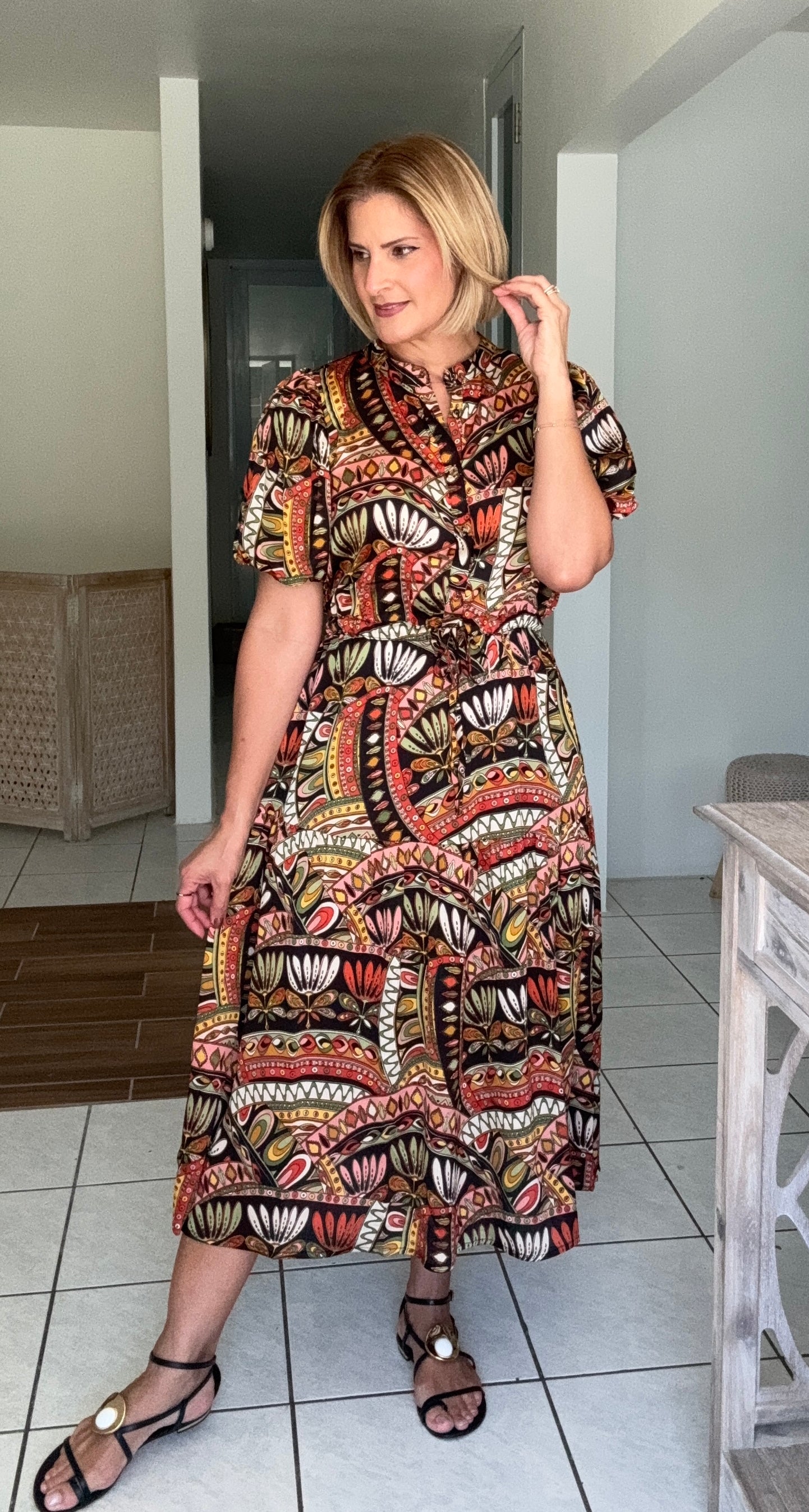 Tatiana Waist Tie Midi Dress