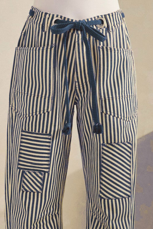 {PRE ORDER} Lyn Vintage Striped Rope String Pants