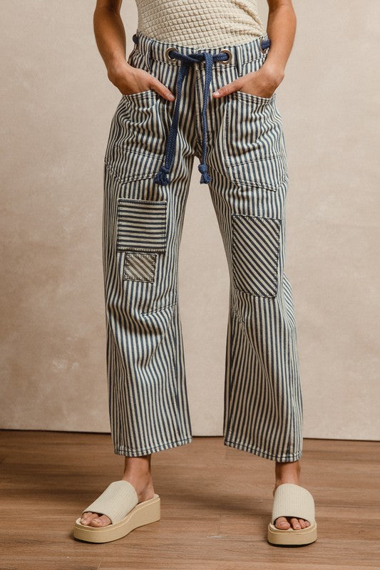 {PRE ORDER} Lyn Vintage Striped Rope String Pants