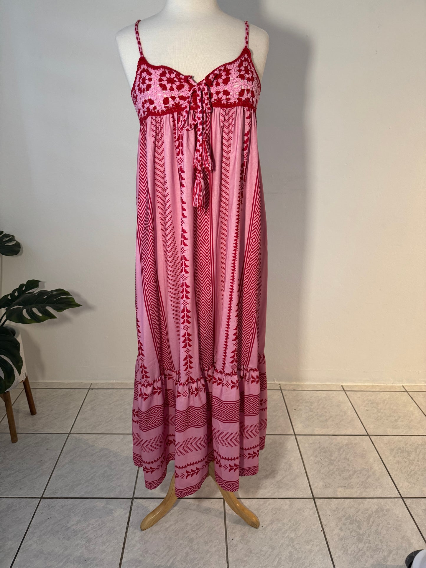 Red & Pink Maxi Dress