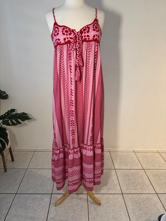 Red & Pink Maxi Dress