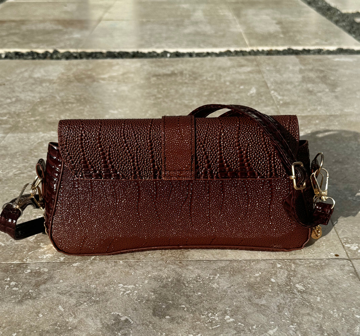 Carrie Crocodile Square Shoulder Bag