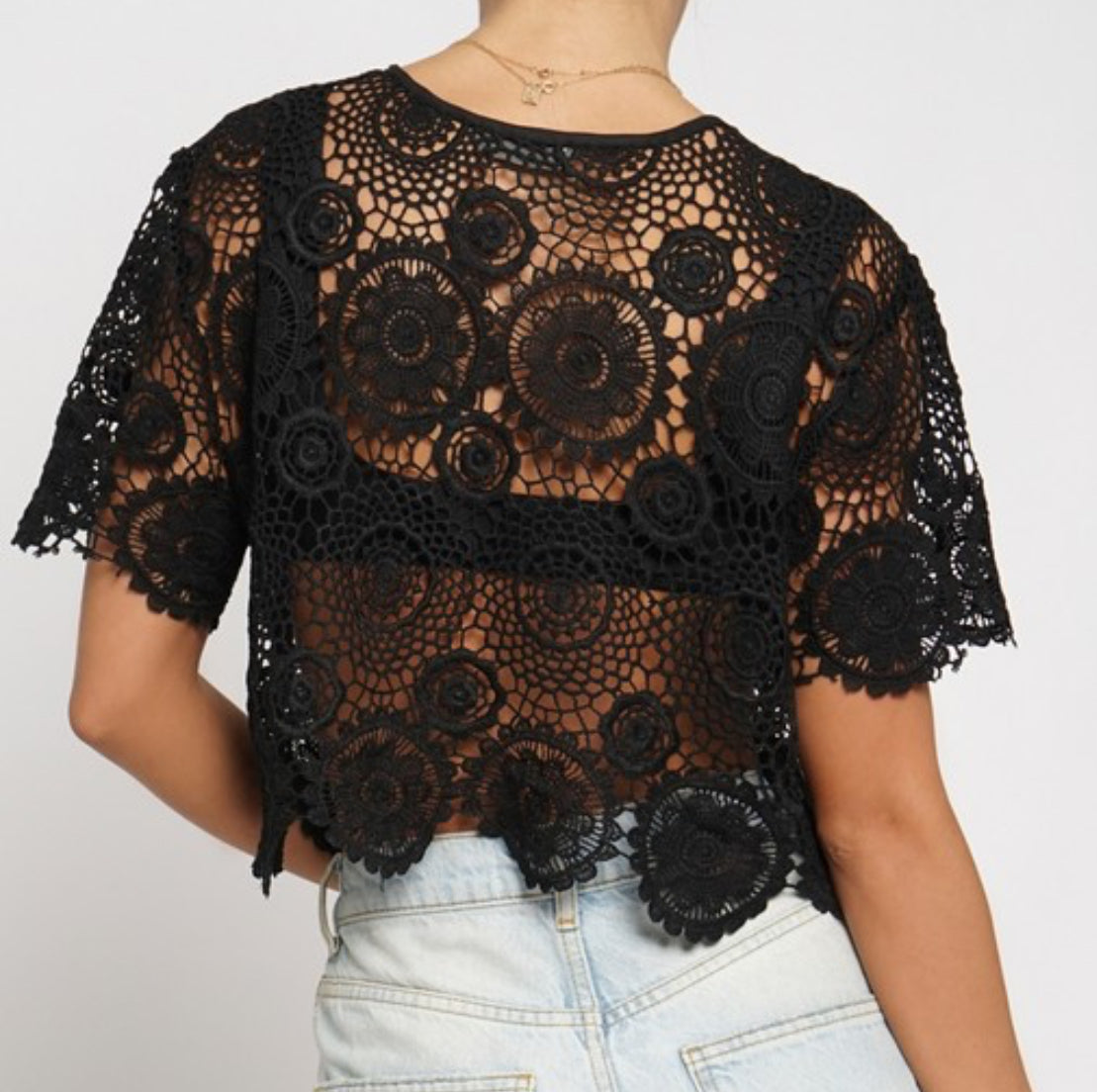 Claudia Crochet Crop Blouse