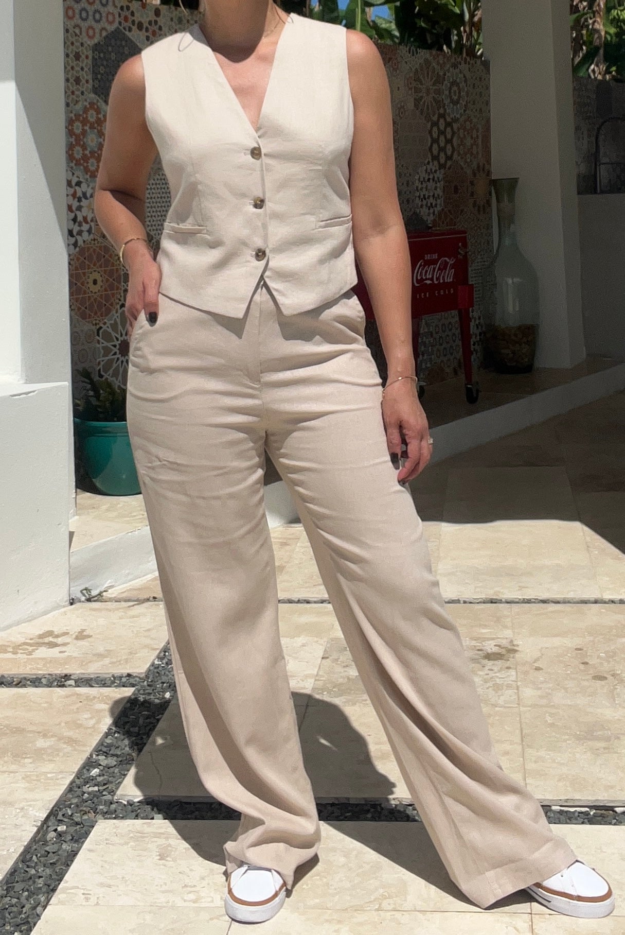 Lina Khaki Linen Pants