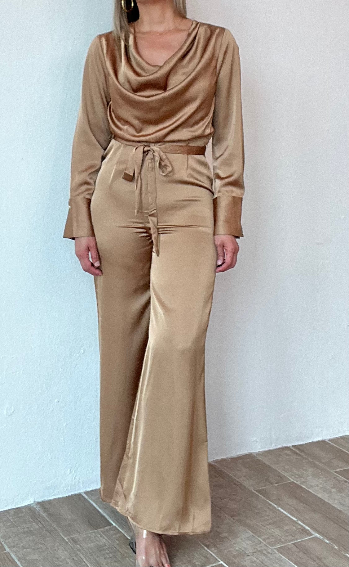 Mimi's Caramel Cowl Neck Jumpsuit